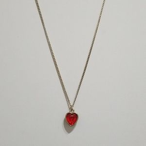 Delicate Red Crystal Heart Necklace